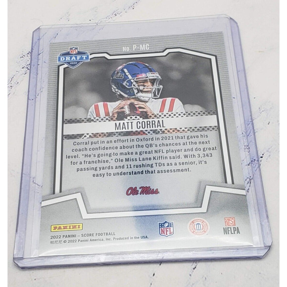 2022 Panini Score Protential Matt Corral Rookie #P-MC Carolina Panthers Ole Miss - Picture 4 of 4